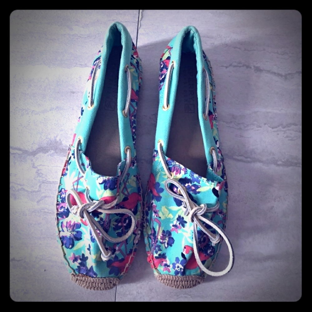 Sperry Flamingo Espadrilles Slip On Boat Shoes